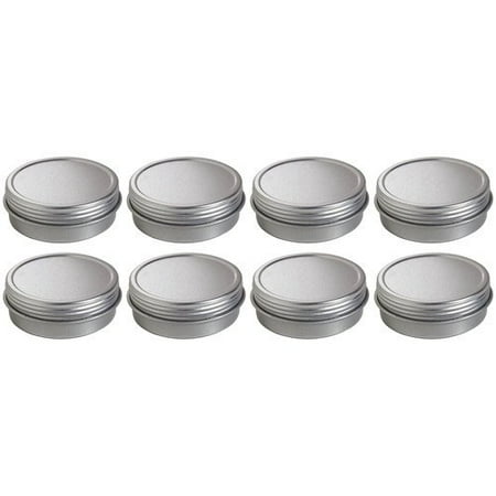 - Metal Steel Tin Flat Container with Tight Sealed Twist Screwtop Cover - 1 oz (8 pack)