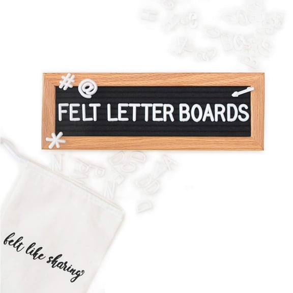 Pizarra de fieltro Felt Like Sharing de 25 x 9 cm con 150 letras