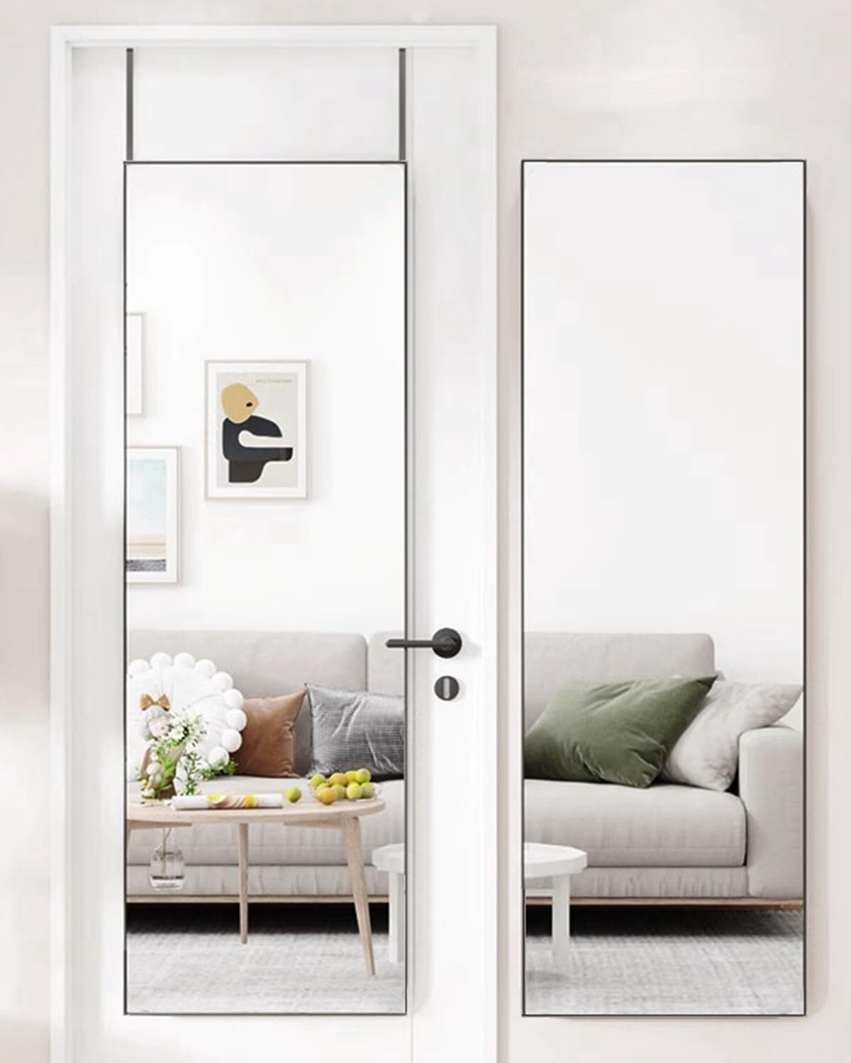 Lumora 50"x16" Door Mirror Rectangular Full Length Mirror, Black