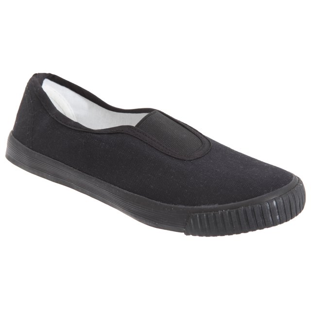 Dek Kids - Zapatillas unisex de tela con elástico con suela de goma natural para niños/jóvenes (Negro)