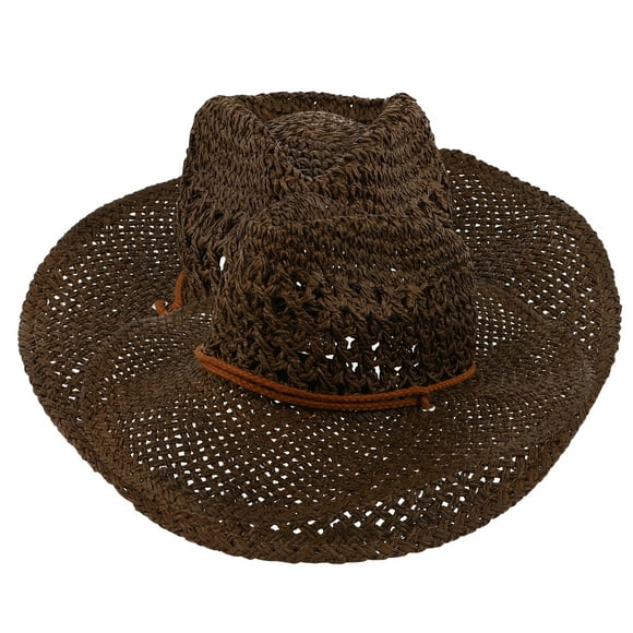 KAKOWELY 1 sombrero de playa estilo occidental, protector solar, vaquero, de paja, para protegerse del sol.