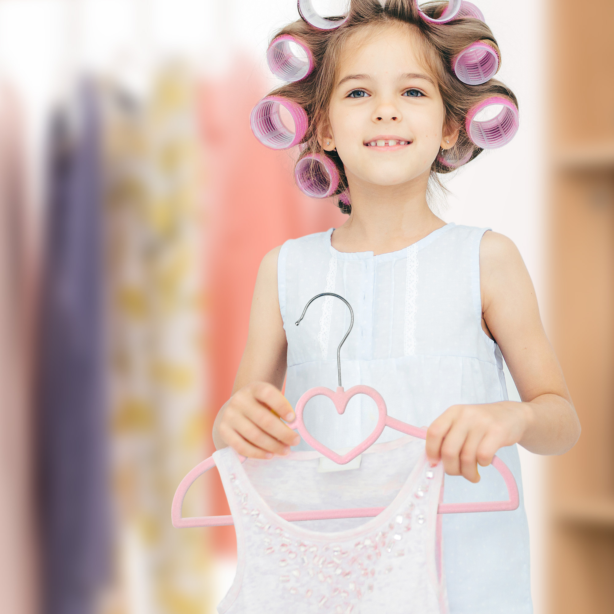 Ollieroo Kids Velvet Hangers, 50-Pack, Heart Shape, Pink photo 4
