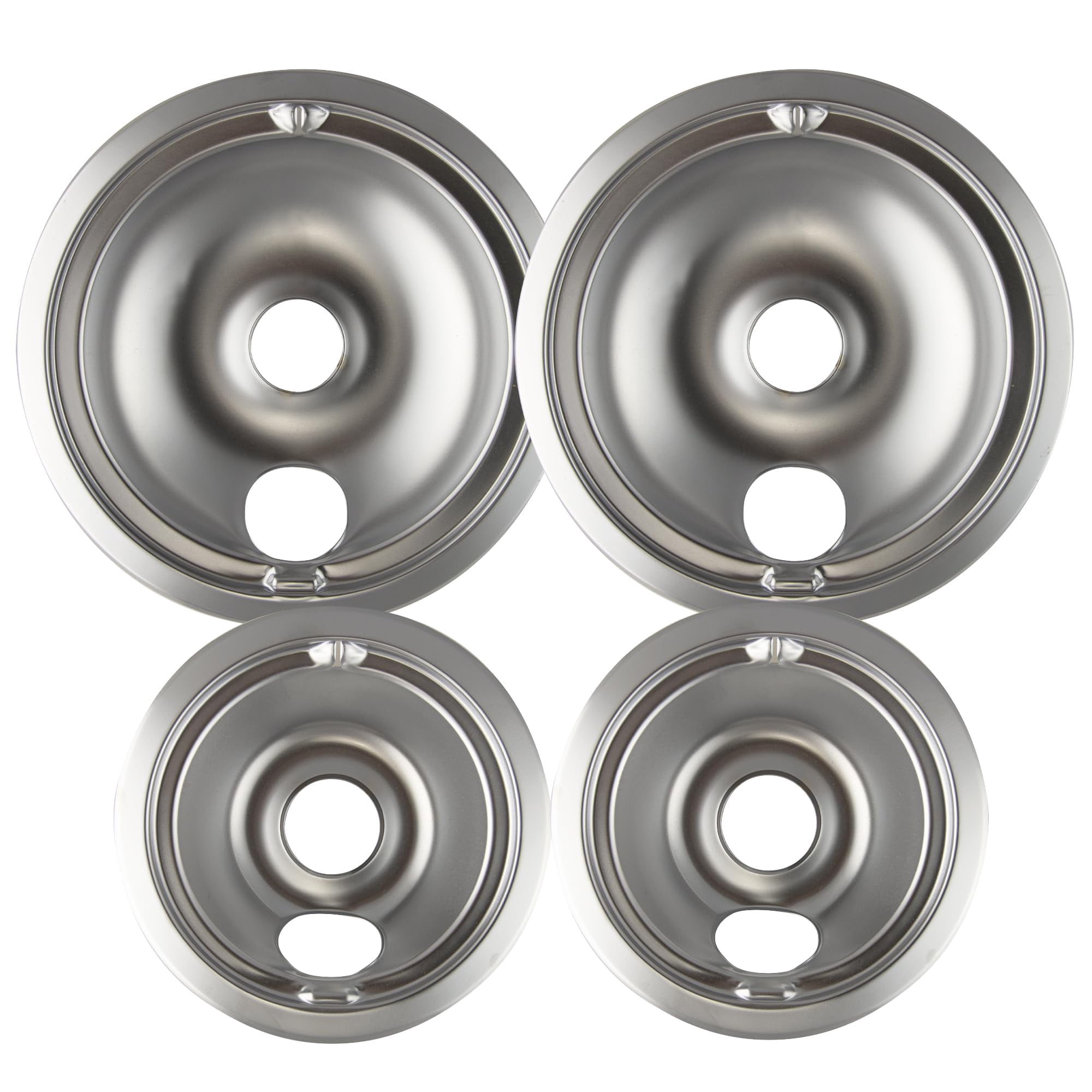 Range Kleen 11920-4X GE Drip Pans Containing 2 Units each 119A, 120A, Chrome
