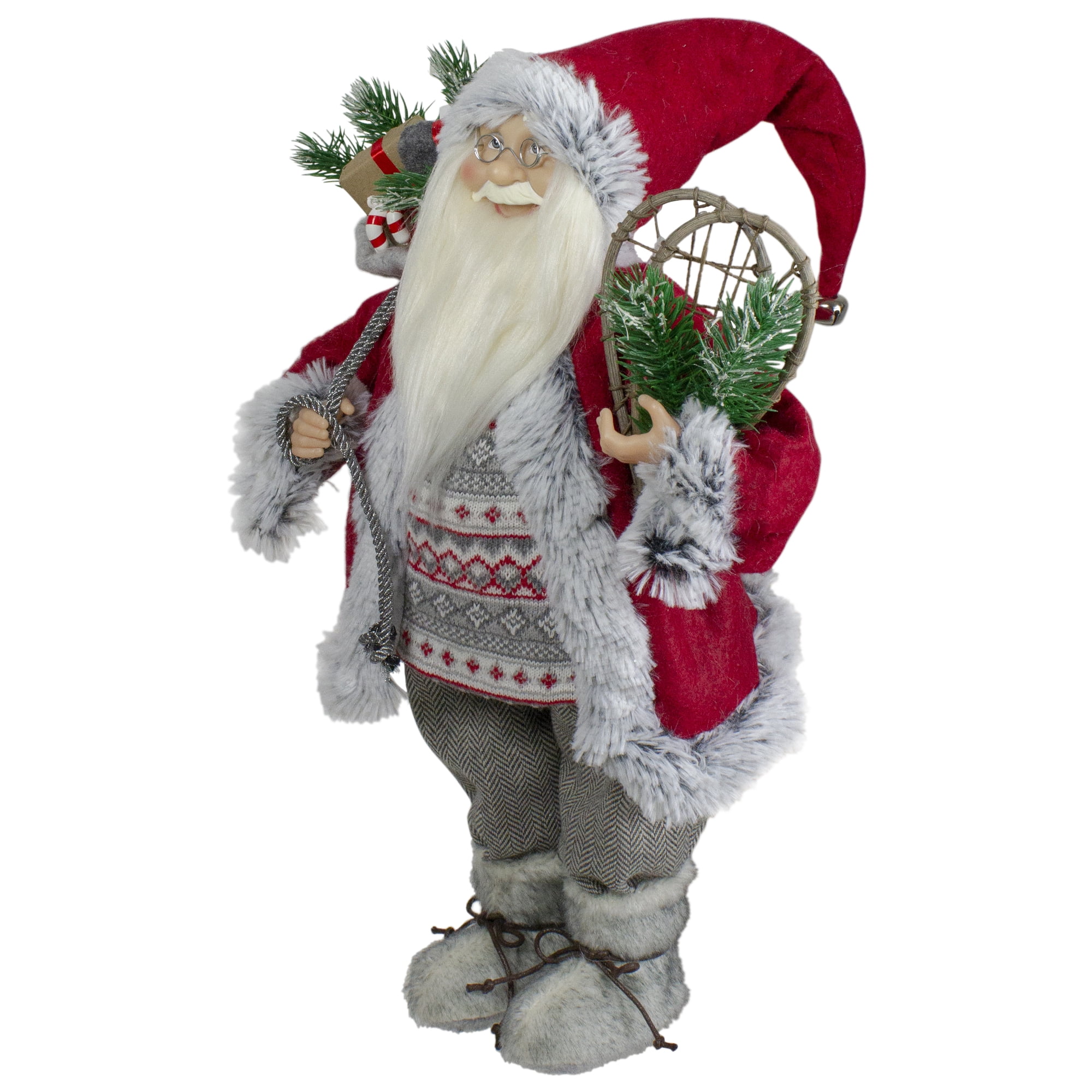 Northlight 18" Standing Santa Christmas Figure with Snow Shoes and Presents