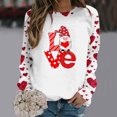 thumbnail image 2 of Tiweut Womens Valentines Day Shirt Gnome Print Long Sleeve Sweatshirt Crewneck Casual Holiday Fashion Graphic Tees Outfits,B-White,S, 2 of 4