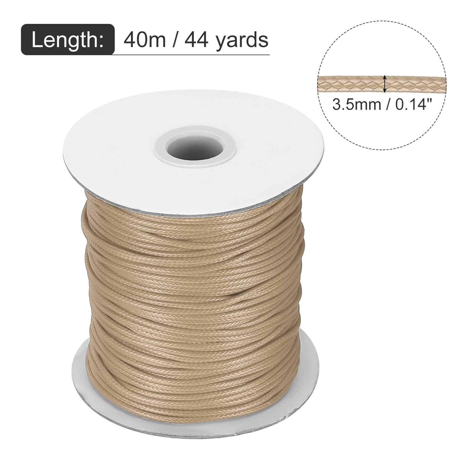 Waxed Cord 3.5mm Waxed Thread 44 Yard Wax String Leather Cord for Bracelet Making, Necklaces, Beading, Jewelry Making and DIY Crafts(Khaki)