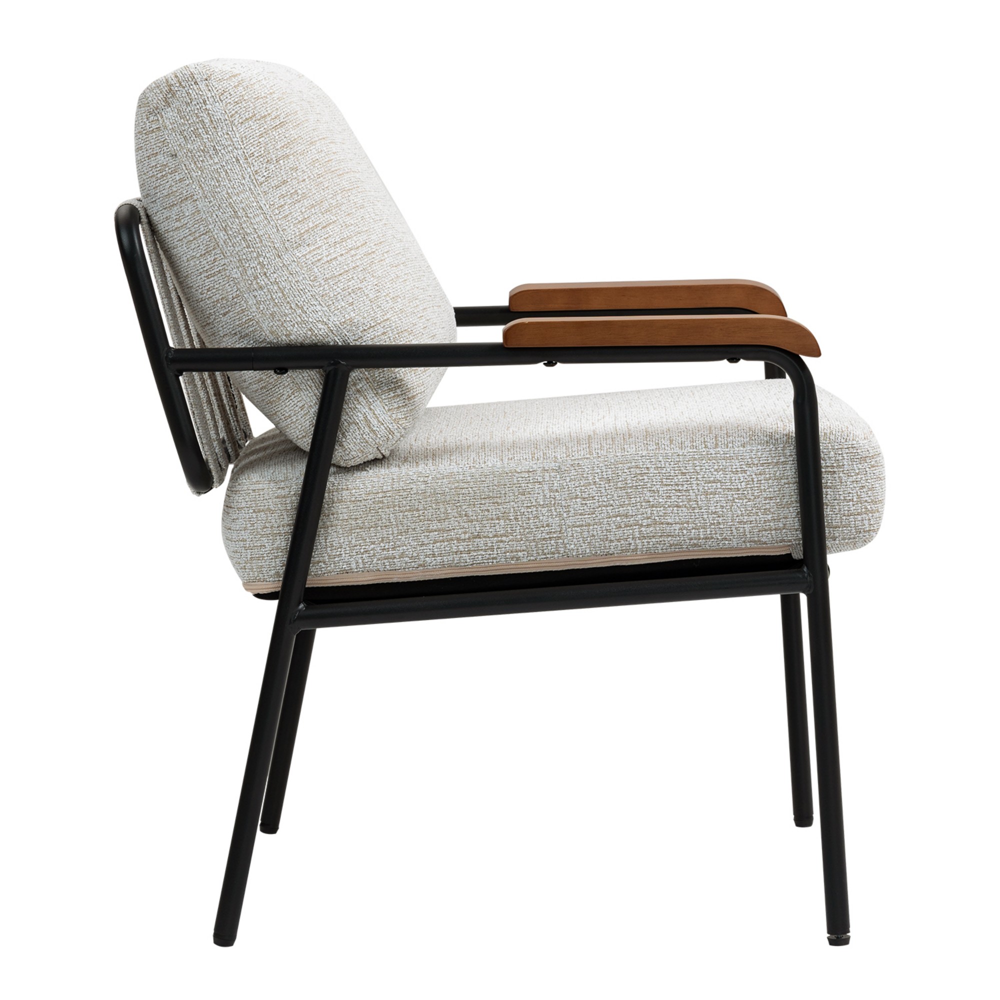 Modern Arm Chair,Accent Chair,Upholstered Lounge Chair with Black Metal Frame for Bedroom, Living Room, Dining Room,Beige