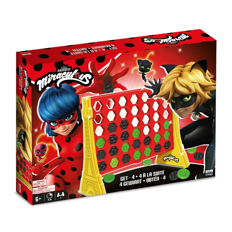 Miraculous Ladybug Get 4, Paris Grid with Connect Ladybug and Cat Noir  Tokens, 4 in a Row Game, Strategy Board Games for Kids, Wyncor