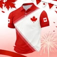 thumbnail image 5 of XIAOCHA Mens Canada Maple Leaf Diagonal Stripe Graphic Polo Shirt Short Sleeve Stand Collar Pullover Top Breathable Sporty Patriotic Polos, 5 of 5