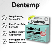 Dentemp Reline-It - Advanced Formula Reline-It Denture Reliner - Denture Kit to Refit and Tighten Dentures for Both Upper & Lower Denture - 4 count (Pack of 2)