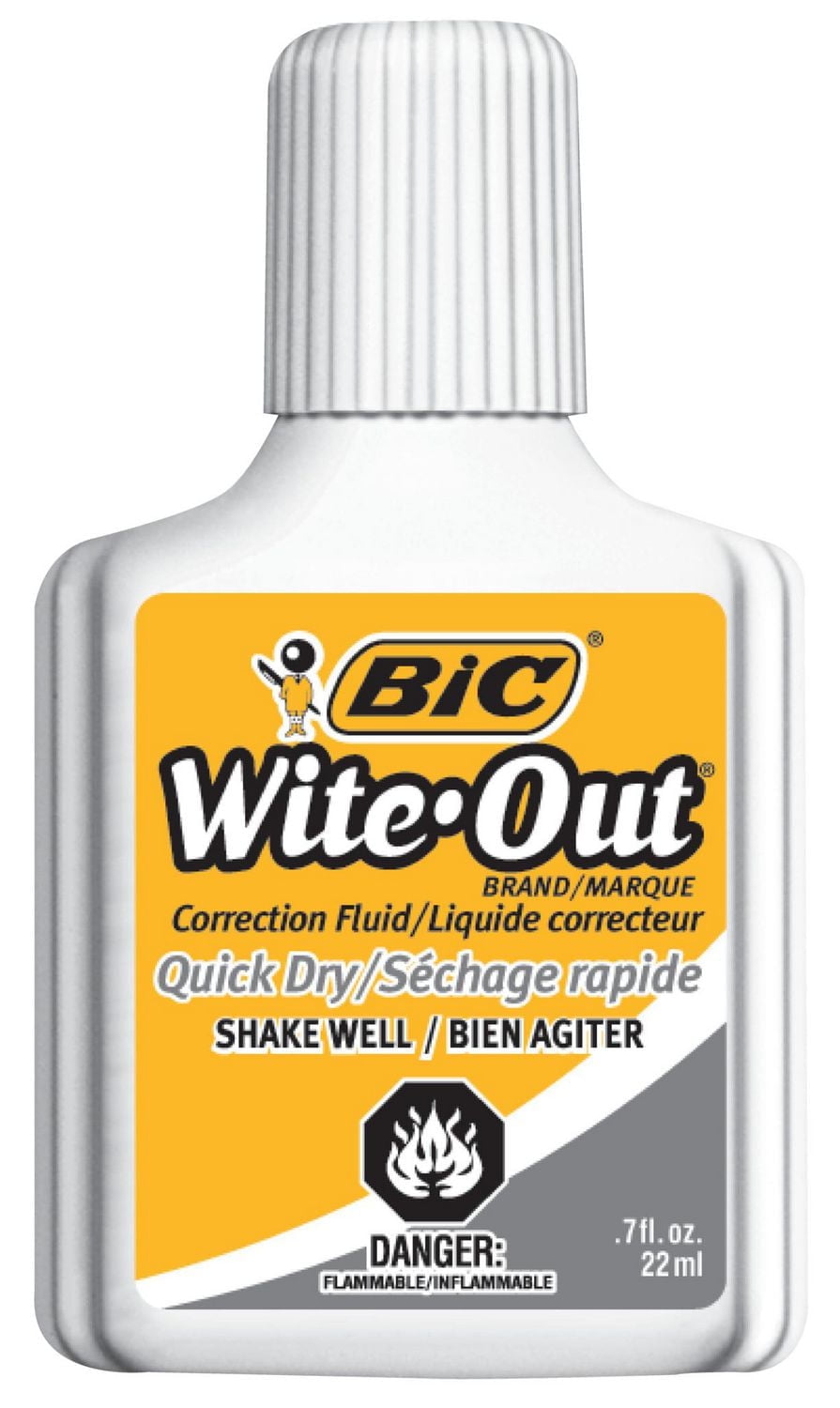 Correcteur liquide BIC Wite-Out à séchage rapide, 22 ml, blanc, s’applique facilement avec un temps de séchage réduit, paquet de 2
