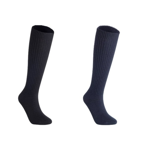 Lian LifeStyle Women's 2 Pairs Exceptional Knee High Wool Boot Socks FS05 Size 6-9  Black,Navy