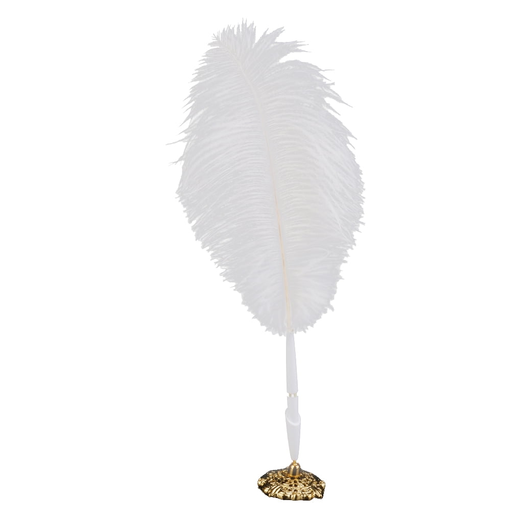 Feather Quill Signing Pen with Metal Holder Wedding Pen Set