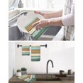 thumbnail image 5 of Farmhouse Teal Brown Kitchen Dish Towels for Drying Dishes Set of 4, Ombre Wooden Vintage Waffle Weave Microfiber Hand Tea Bathroom Towels Quick Dry & Absorbent Towel 15.7x23.6, 5 of 7
