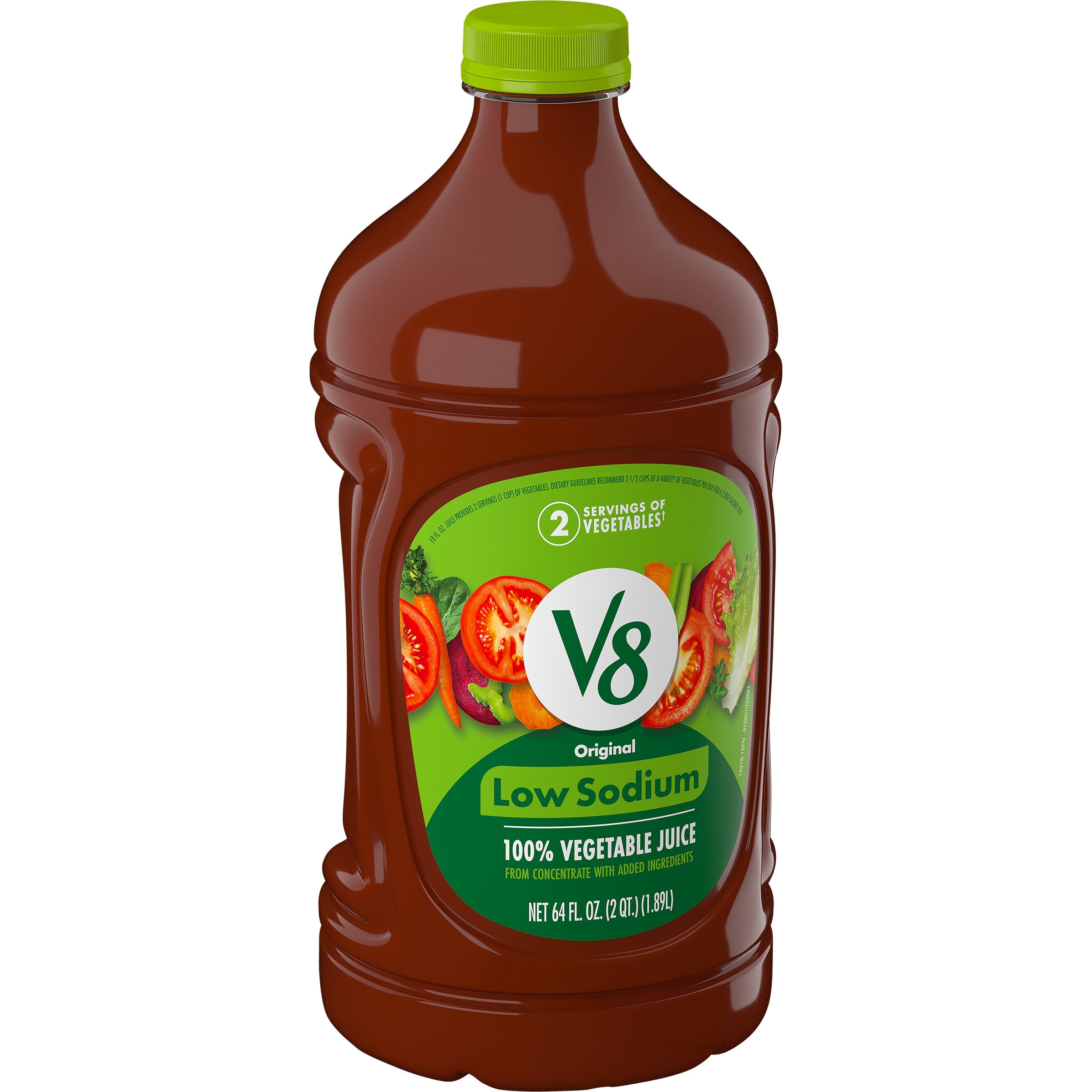 (2 pack) V8 Low Sodium Original 100% Vegetable Juice, 64 fl oz Bottle