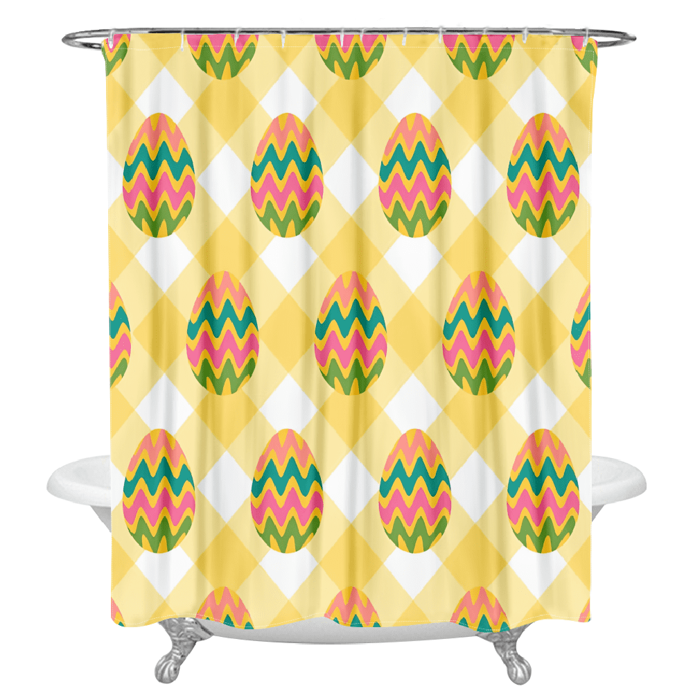 Easter Shower Curtains Cartoon Rabbit Egg Printed Home Decor Curtain