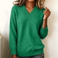 thumbnail image 2 of DYTTDG Women's V-Neck Sweater | Long Sleeve Loose Fit Solid Color Knit Pullover Top, Ribbed Cuffs and Hem Casual Jumper for Daily Outfits, 2 of 8