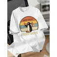 thumbnail image 2 of Big Boys Summer T-shirt Retro Penguin Print Short Sleeve Graphics Tee White 9, 2 of 7