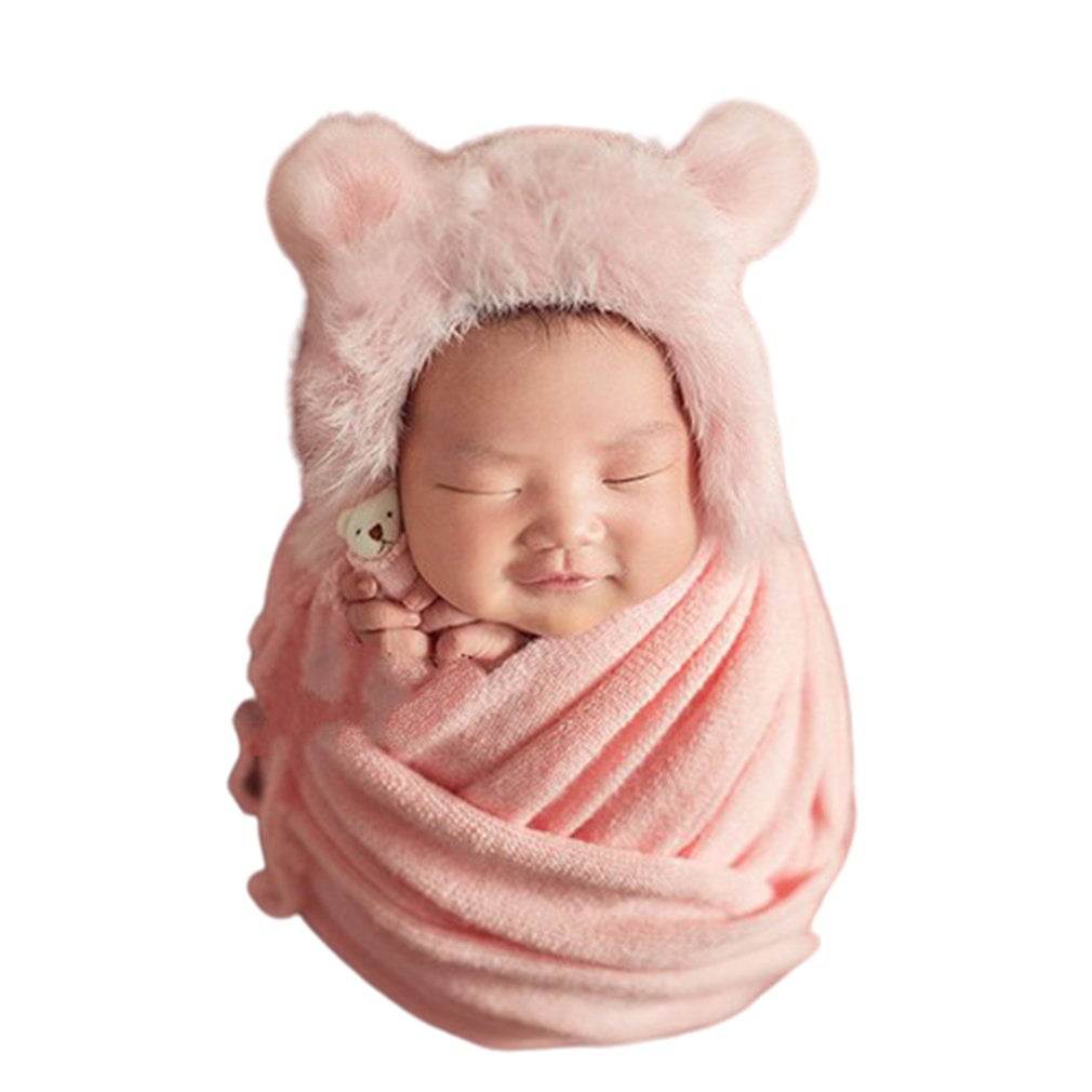 Elastic Warm Winter Blanket Baby Photography Props Newborn Wrap Faux Fur