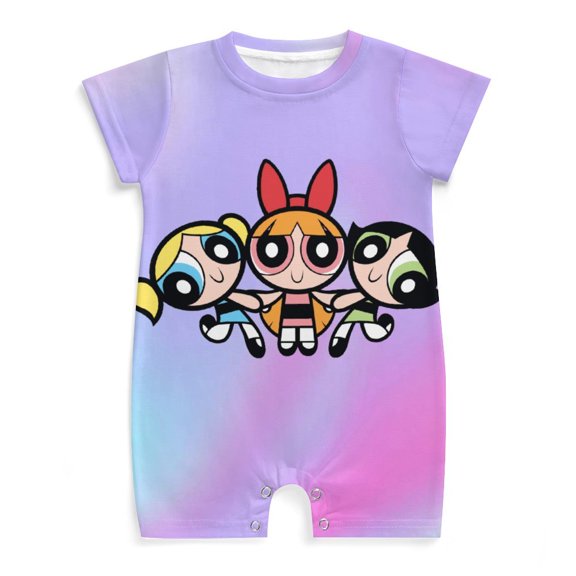 The Powerpuff Girls Baby Romper Short Sleeve Bodysuits Soft Rompers Summer Clothes One-Piece Jumpsuits Outfits 0-3M