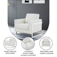 thumbnail image 2 of LeisureMod Accent Chair Upholstered in Leather Modern Armchair with Silver Geometric Stainless-Steel Base Living Room Single-Seater Sofa Lincoln Collection in White, 2 of 9
