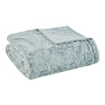 thumbnail image 1 of Madison Park 100 Percent Polyester Solid Brushed Long Fur Throw in Aqua Blue, 1 of 7