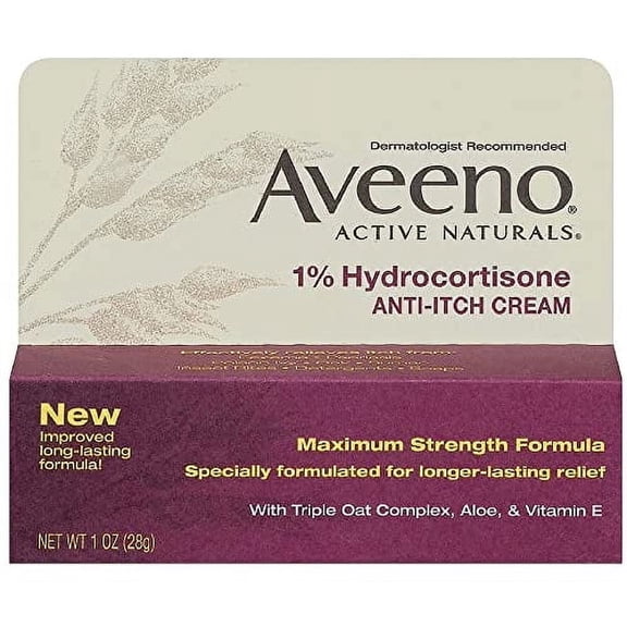 24 PACKS : Aveeno Anti-Itch Cream, 1% Hydrocortisone, Maximum Strength, 1 Ounce