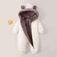 thumbnail image 5 of Baby Winter Fleece Lined Snowsuit Quilted Bear Ear Hooded Romper Full Zipper Warm Jumpsuit Outfit, 5 of 7