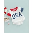 thumbnail image 4 of Kiapeise 4th of July Rompers Tops for Baby Newborn Girls Boys Casual Bodysuit Short Sleeve USA Letter Printed Jumpsuit Independence Day Patriotic USA Gifts, 4 of 8