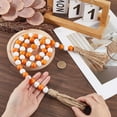 thumbnail image 3 of 1set 42 Inch Wood Bead Garland Decor Rustic Country Farmhouse Boho Home Orange White Wooden Beads Tassel Wall Hanging Ornaments for Coffee Table Wall Shelf Tray Vase Living Room Bedroom Orange, 3 of 9