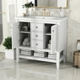 thumbnail image 2 of Miekor Furniture 36" Bathroom Vanity with Ceramic Basin, Two Cabinets and Drawers, Open Shelf, Solid Wood Frame, White AAK-1, 2 of 9