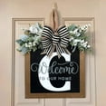thumbnail image 6 of Furvclv Wood Front Door Garland with Green Plants Linen Bows A-Z 26 Letter Welcome Signs for Indoor Outdoor Home Decor, 6 of 9