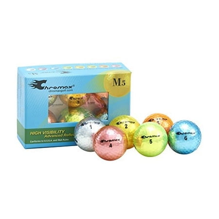 Chromax Balles de Golf Métalliques M5 Colorées Mélangées (Lot de 6) Assorties