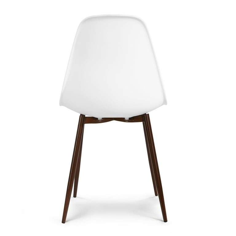 Edgemod Landon Mid Century Modern Sculpted Dining Chair White Set of 4 with Matte Finish and Wood Look Metal Legs Walmart
