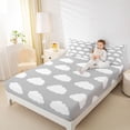 thumbnail image 4 of Homewish Cute Cloud Full Size Sheets 4-Piece for Kids Children Teens,Cartoon Kawaii Breathable Bed Sheets,Grey White Lightweight Sheet Sets,Super Cozy Room Decor, 4 of 7