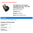 thumbnail image 2 of Front Right Door Lock Actuator - Compatible with 1994 - 1998, 2000 - 2002 Dodge Ram 3500 1995 1996 1997 2001, 2 of 2