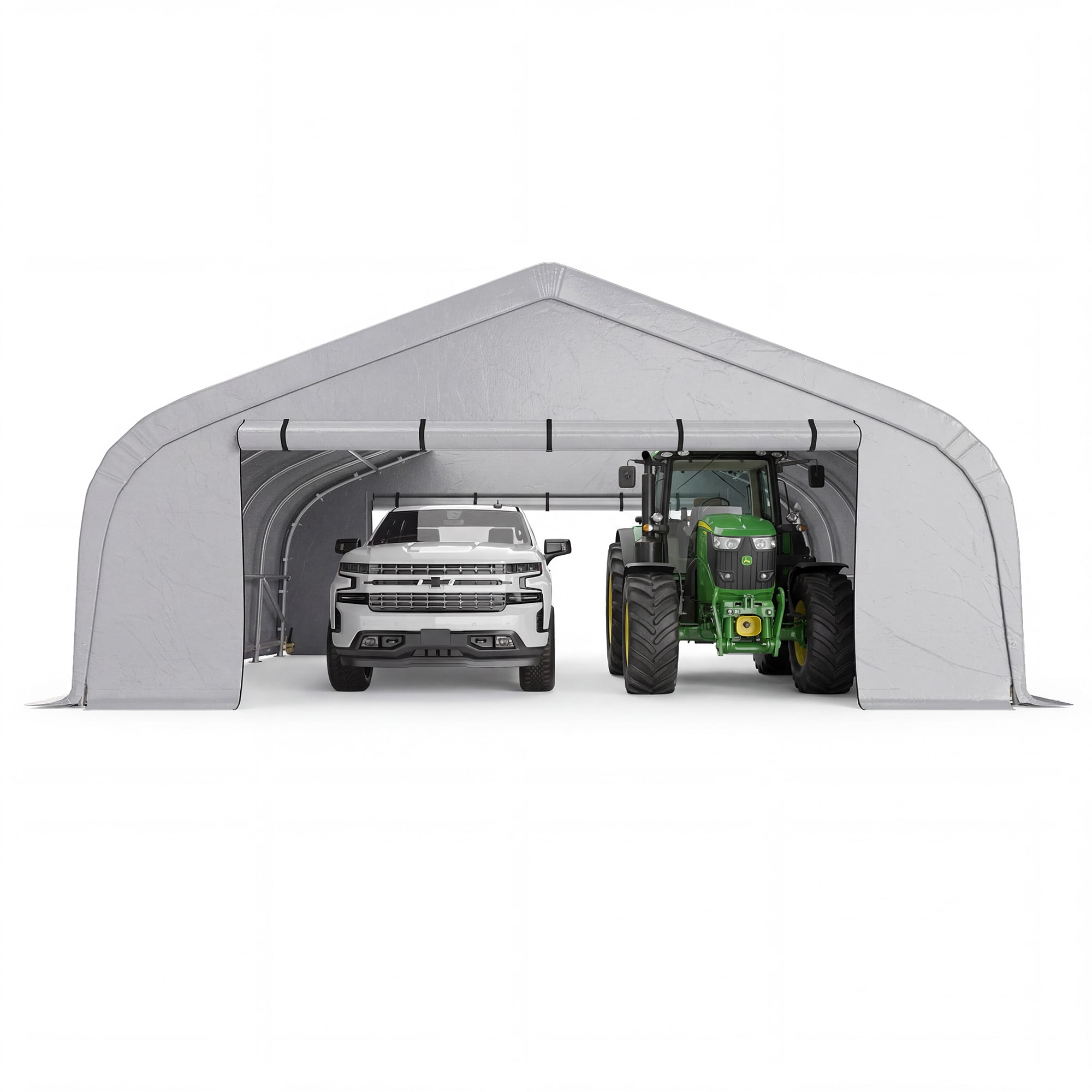 Mellcom 20x20 ft Carport, Heavy Duty Carports and Shelters with Galvanized Steel Frame and Waterproof 3-Layer PE Cover, Fits 2 Cars, Boat, Farm Equipment, Silver Gray
