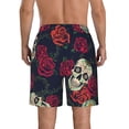 thumbnail image 3 of Disketp Men'S Swim Trunks Hawaiian Breathable Surf Beach Swimsuits Mesh Lining Beach Shorts With Pockets-Roses Skulls, 3 of 9