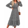 thumbnail image 7 of Herrnalise Women’s Dresses Summer 2024 Fashion Autumn Winter Floral Long Sleeves V-NeckRuffled Flared Sleeves Dress S-XL, 7 of 7