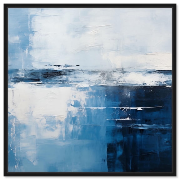 Cool Tones Canvas Pastel Blue Hues by Art Remedy, Black Frame, 16 x 16