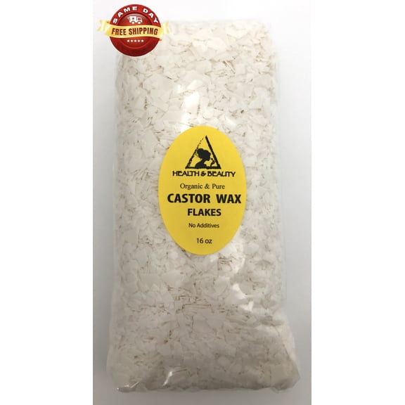 CASTOR WAX FLAKES ORGANIC VEGAN PASTILLES BEADS PREMIUM NATURAL PURE 16 OZ, 1 LB