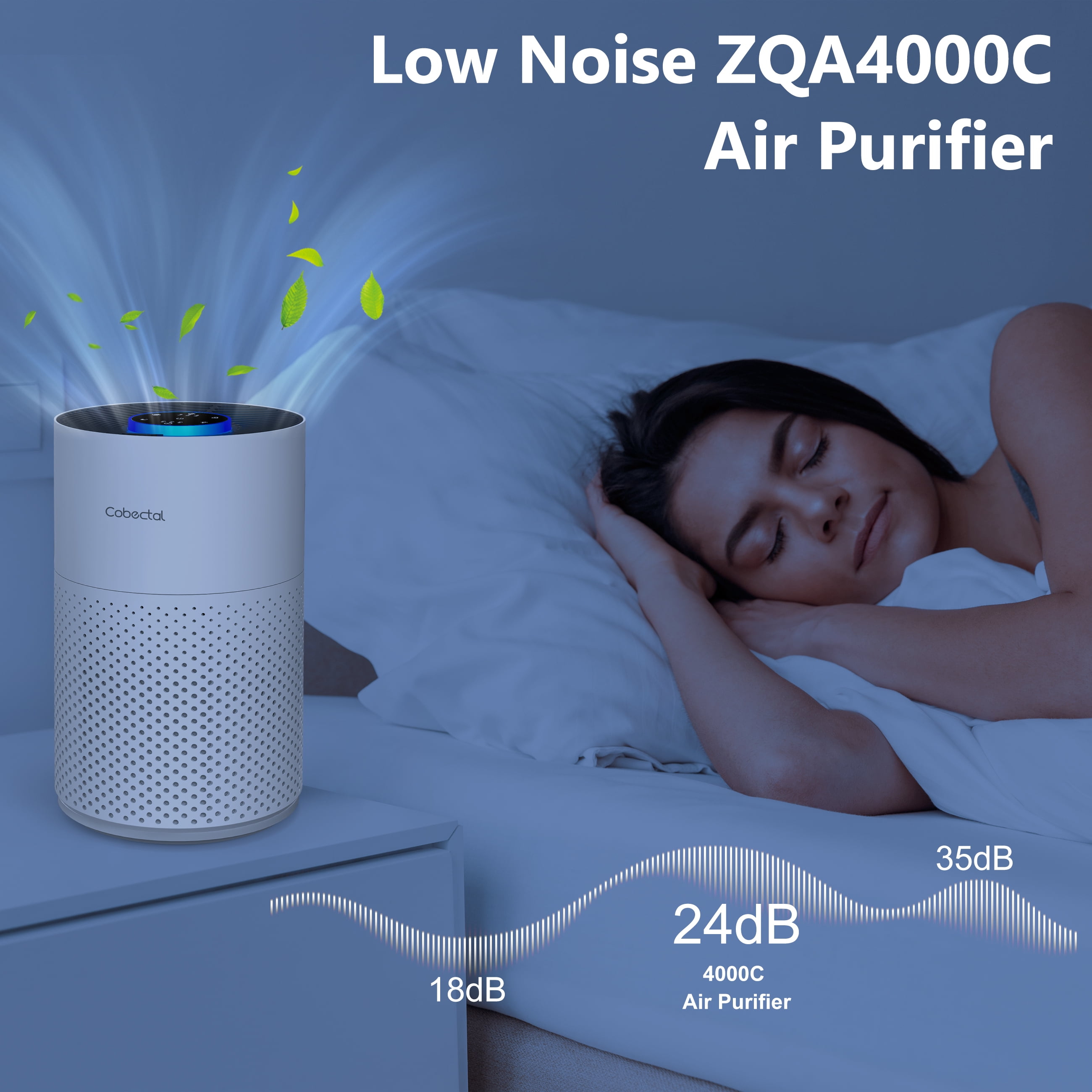 Cobectal H14 HEPA Air Purifiers for Allergies and Asthma, ZQA-4000C Cleaner Remove 99.97% Pet Hair