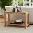 thumbnail image 2 of Gymax 30 Inch Teak Wood Shower Bench Inside Shower Stool w/ Storage Shelf for Adults, 2 of 10