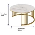 thumbnail image 3 of Writings on the Wall Ensemble de Tables Basses Gigognes Rondes - Style 2, pour Salon, Chambre, Bureau, Métal et Pierre, Rond, Ensemble de 2, 3 of 3