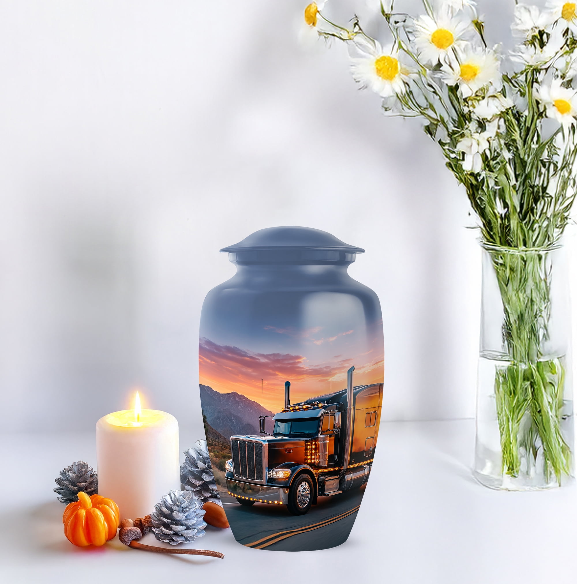 Truck Urns for Human Ashes, Truck Driver Cremation Urns, Funeral Urn for Human Ashes Adult Man - 10inch - Large Urn - 1pcs