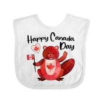 Inktastic Happy Canada Day Cute Red Beaver with Canadian Flag Boys or Girls Baby Bib