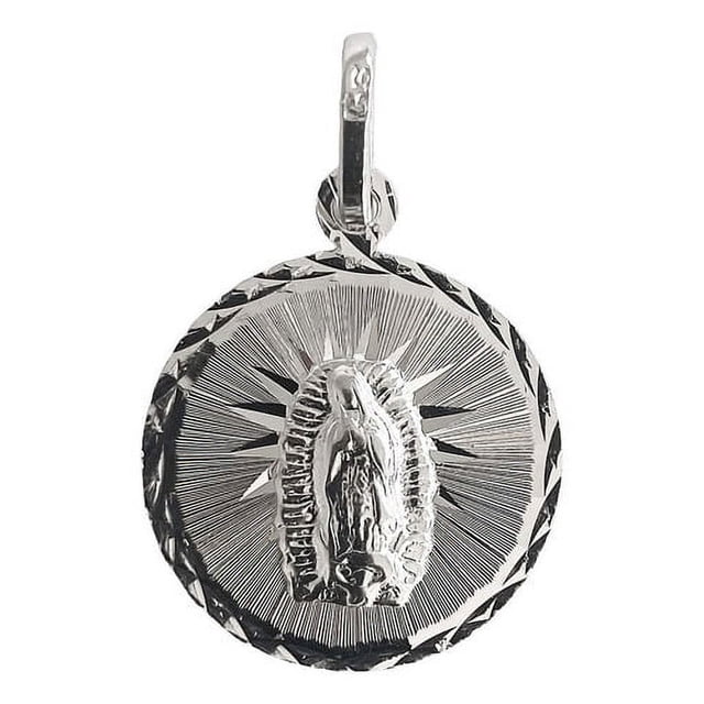 JOYARIS Dije Medalla Virgen De Guadalupe Chica Diamantada Plata 925 DM-0000223