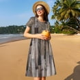 thumbnail image 4 of Balery Wooden Texture Vestidos sueltos de manga corta para mujer, vestidos de verano 2025, vestidos casuales de corte A con vuelo., 4 of 6