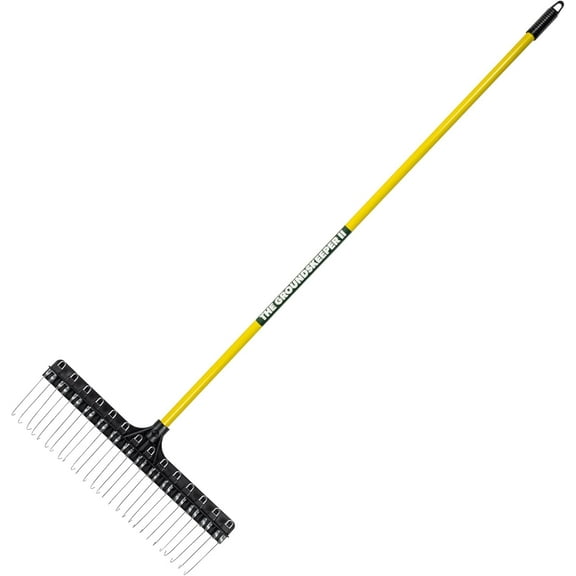 Rake 55-inch Lightweight Fiberglass Handle, 21-inch Head, Durable Steel Tines for Gardening, De-Thatching or Professional Landscaping