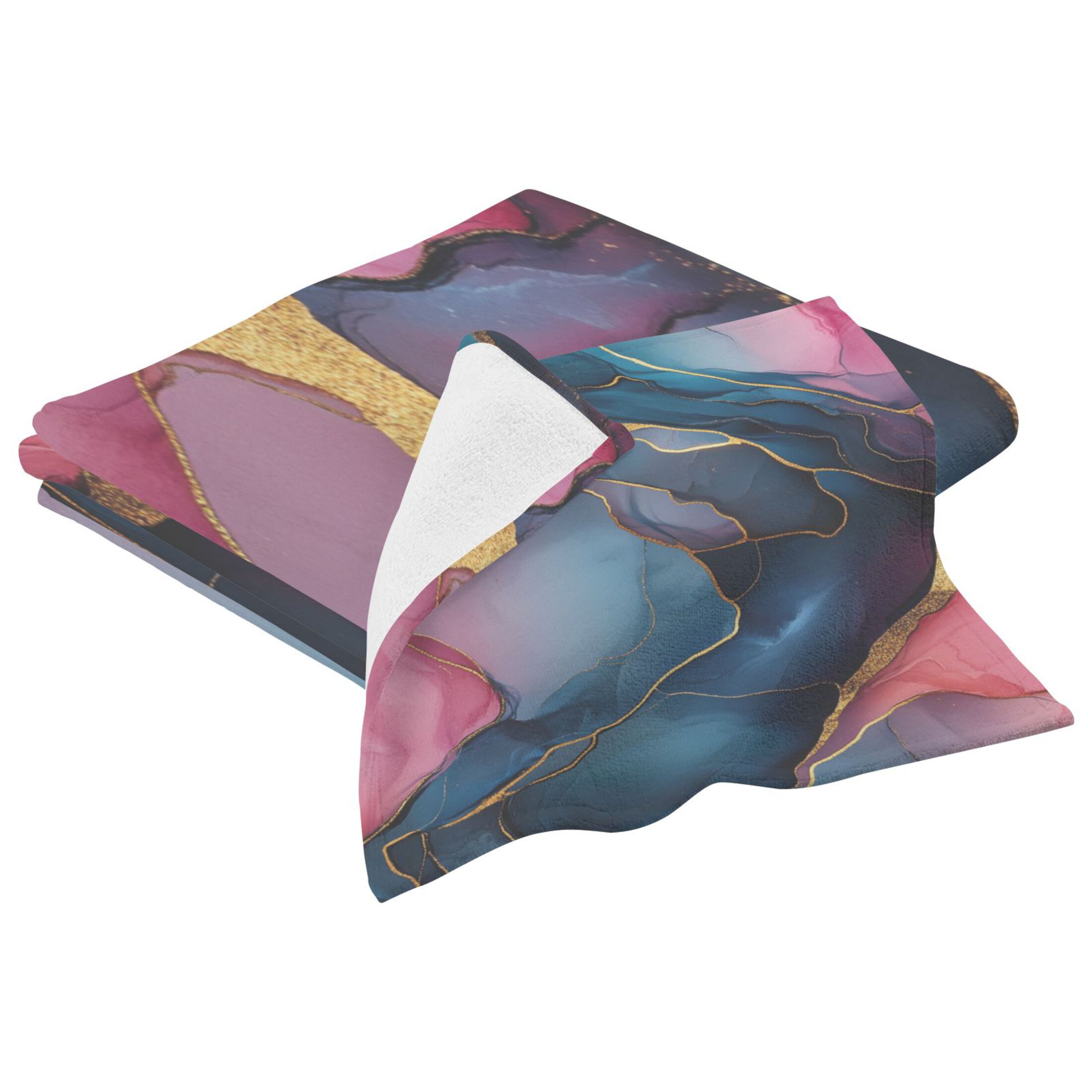 Qxltty Pink Gilt Marble Bath and Hand Towel Set 100% Cotton Towels for Bathroom Soft Durable and Absorbent